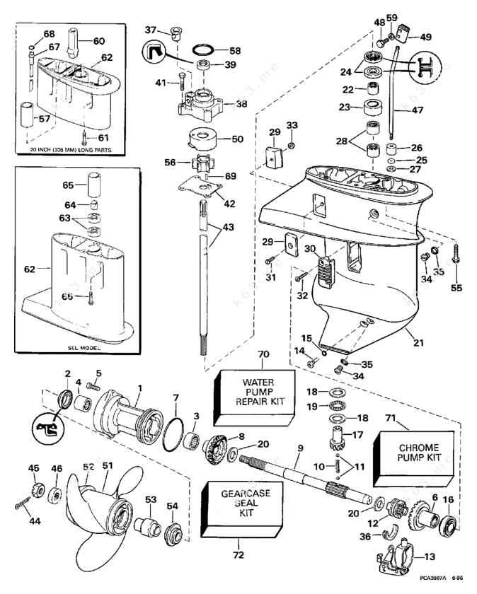 Johnson 1997 15 - J15REUC, Gearcase - parts catalog